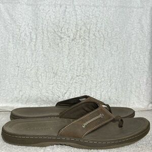 Sperry Mens Brown Havasu SkipLace Leather Flip Flops Thong Sandal Shoes Size 13